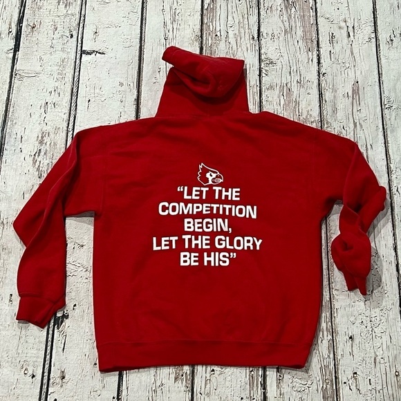 Vintage Cardinal Basketball Red 1990s Hoodie Pullover Jumper Sweatshirt - Picture 4 of 5